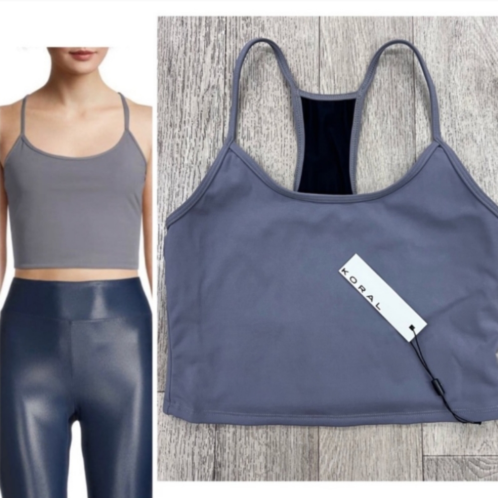 NWT Koral Gray Leah Blackout Racerback Sports Bra Volcanic Glass NWT Small